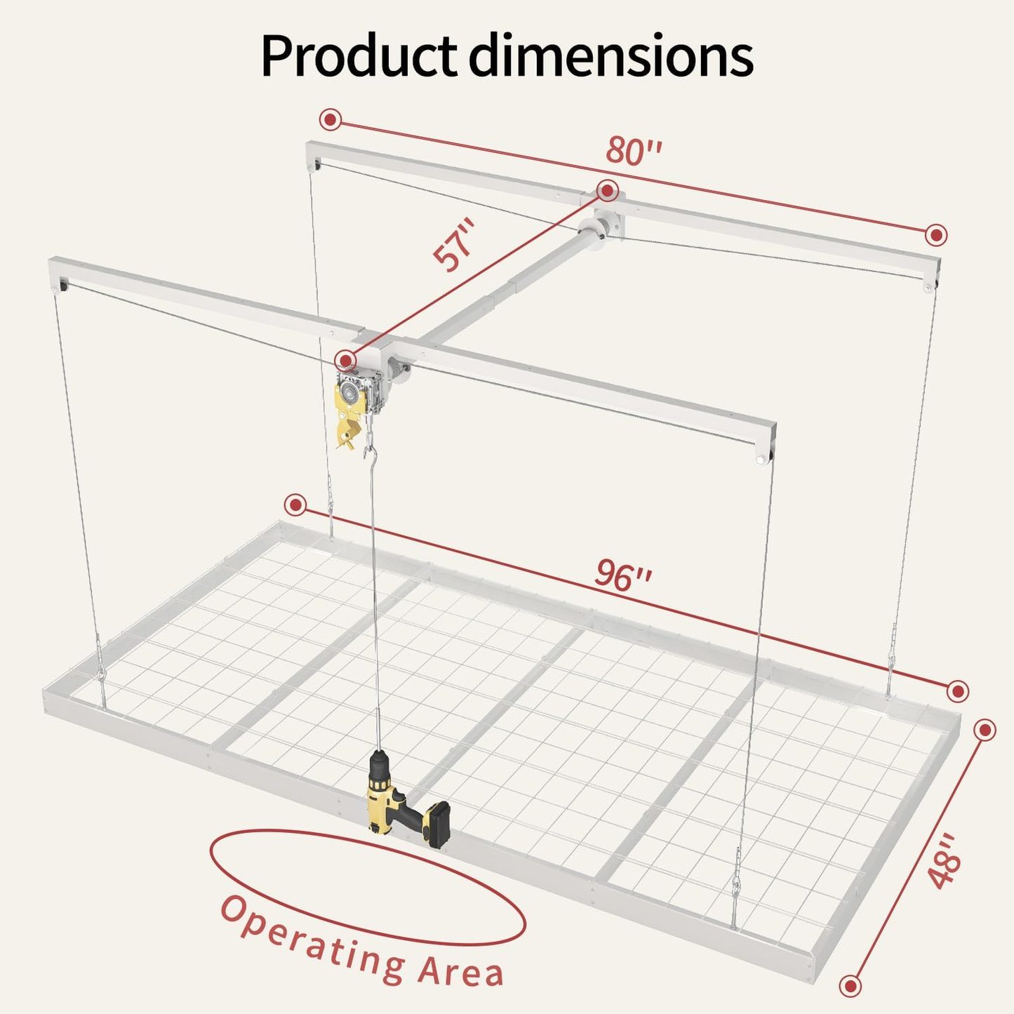 Garage Ceiling Storage Racks – 4x8 FT – White