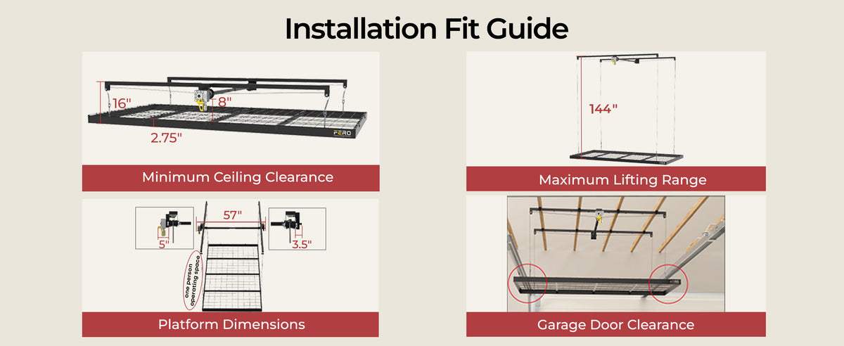 FERO 325 black 12 ft - Installation dimensions