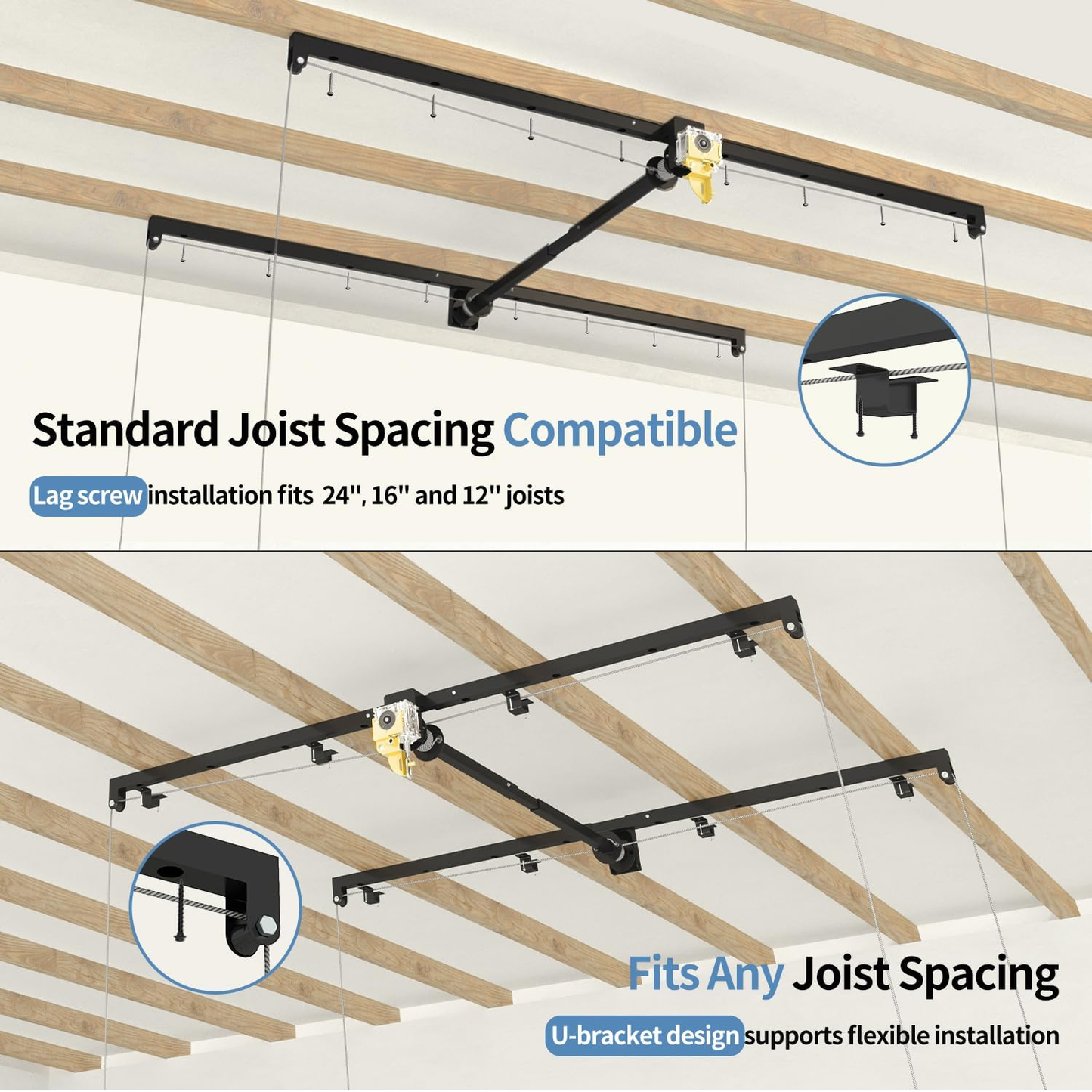 Garage Ceiling Storage Racks – 4x8 FT – Black