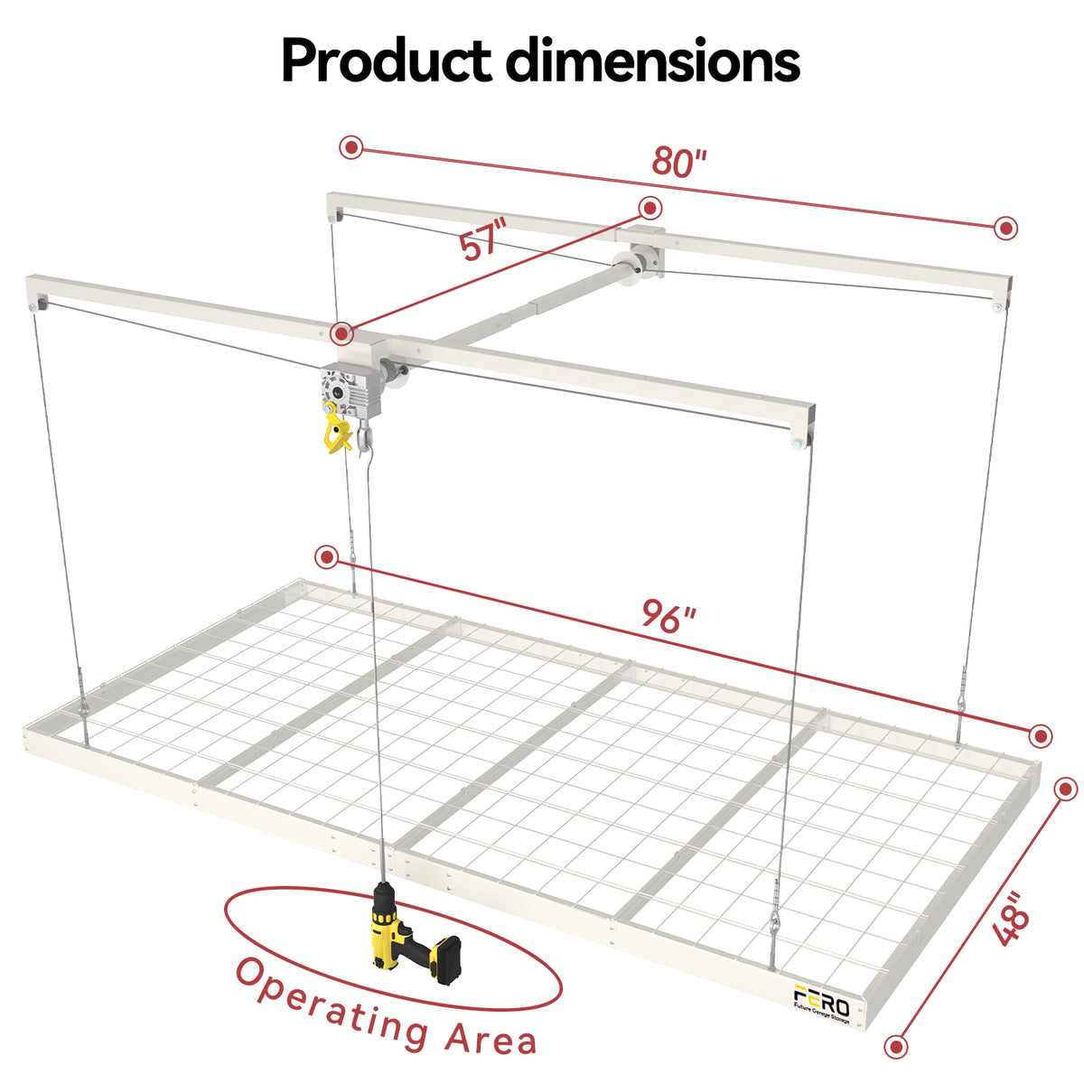 Garage Ceiling Storage Racks – 4x8 FT – White 325lb