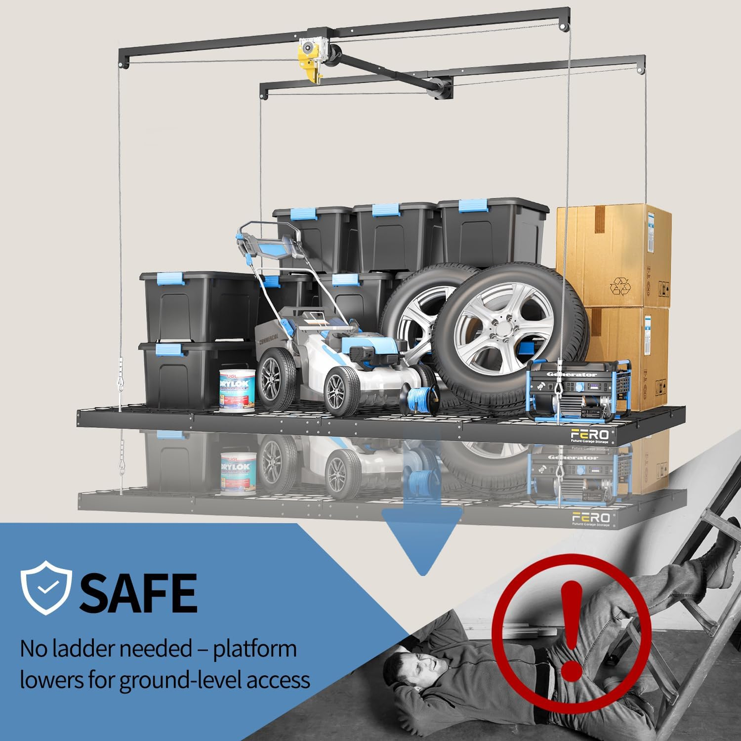 Garage Ceiling Storage Racks – 4x8 FT – Black