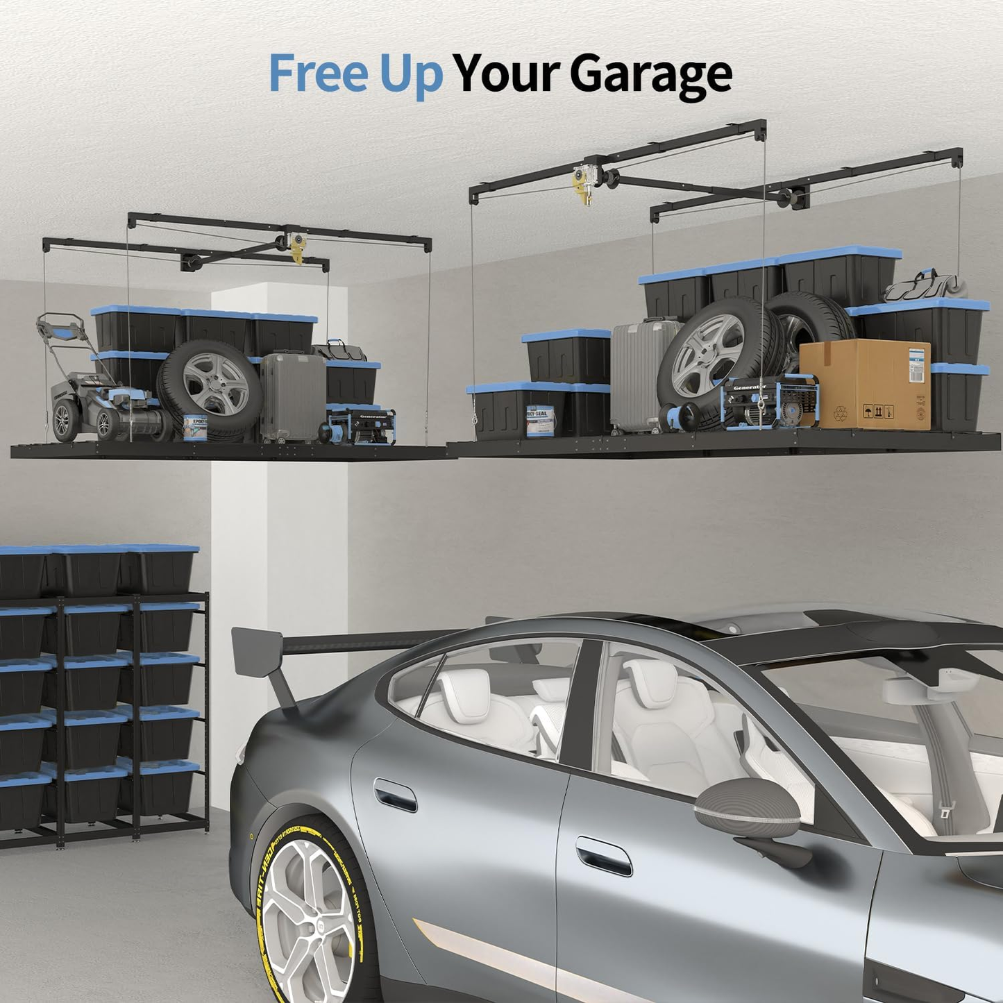 Garage Ceiling Storage Racks – 4x8 FT – Black