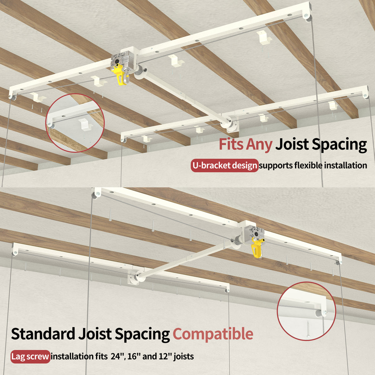 Garage Ceiling Storage Racks – 4x8 FT – White 325lb