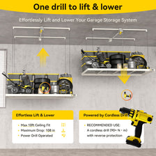 FERO Overhead Garage Storage Rack 4x8, White 500 lb