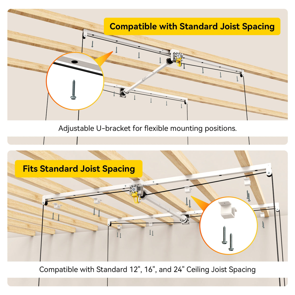 FERO Overhead Garage Storage Rack 4x8, White 500 lb
