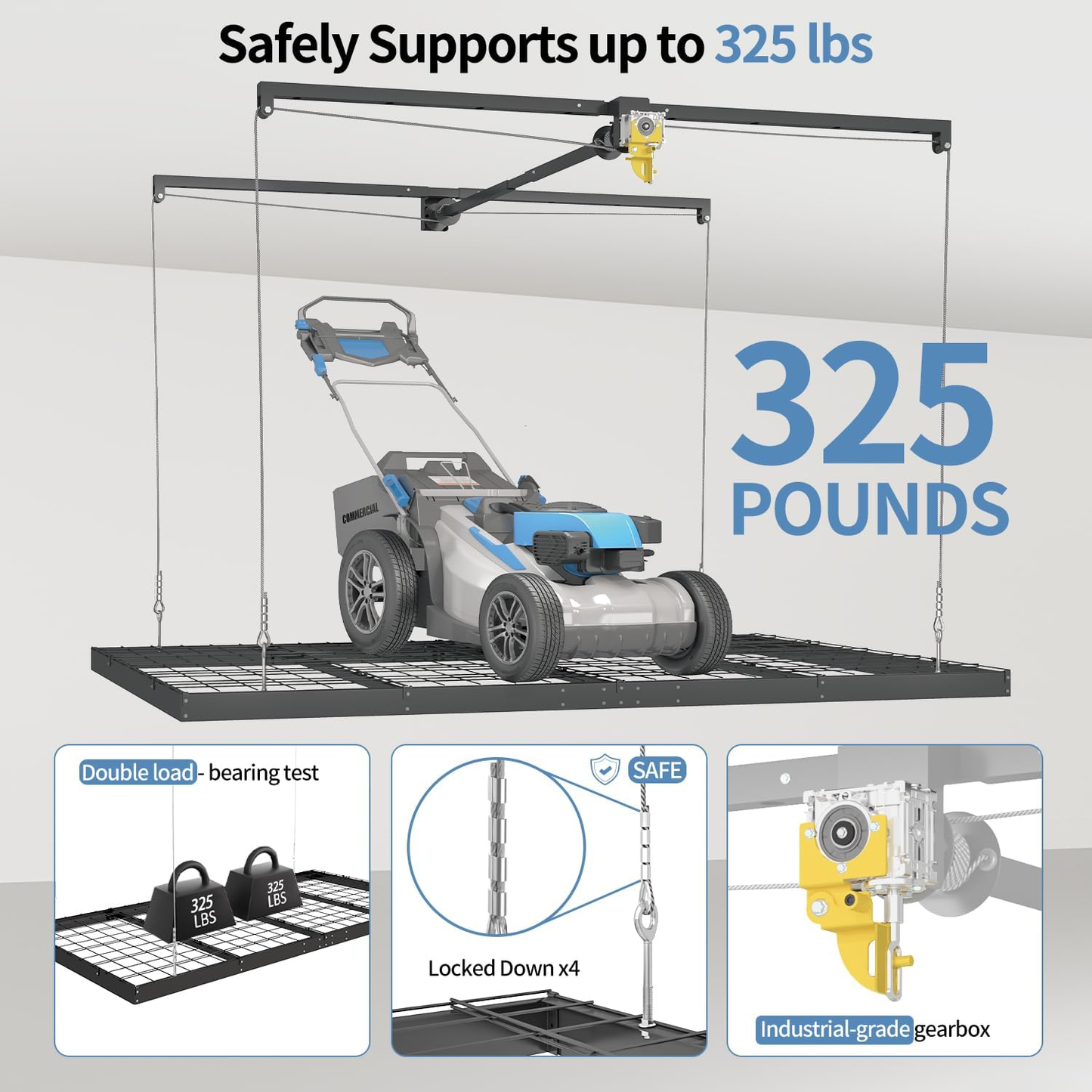 Garage Ceiling Storage Racks – 4x8 FT – Black