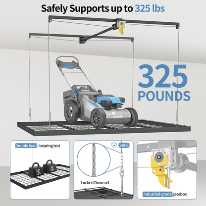 Garage Ceiling Storage Racks – 4x8 FT – Black