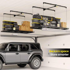 Garage Ceiling Storage Rack – 4x8 FT – Black-500 lb
