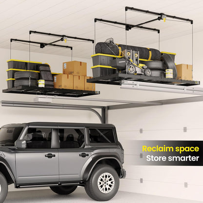 Garage Ceiling Storage Rack – 4x8 FT – Black-500 lb