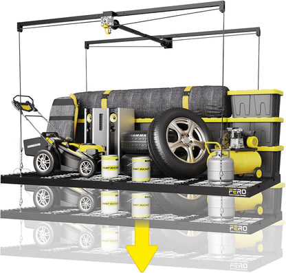Garage Ceiling Storage Rack – 4x8 FT – Black-500 lb