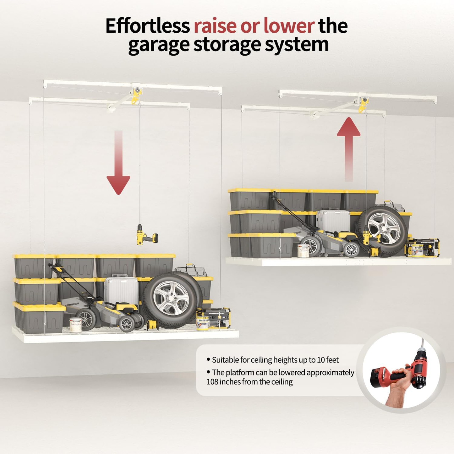 Garage Ceiling Storage Racks – 4x8 FT – White