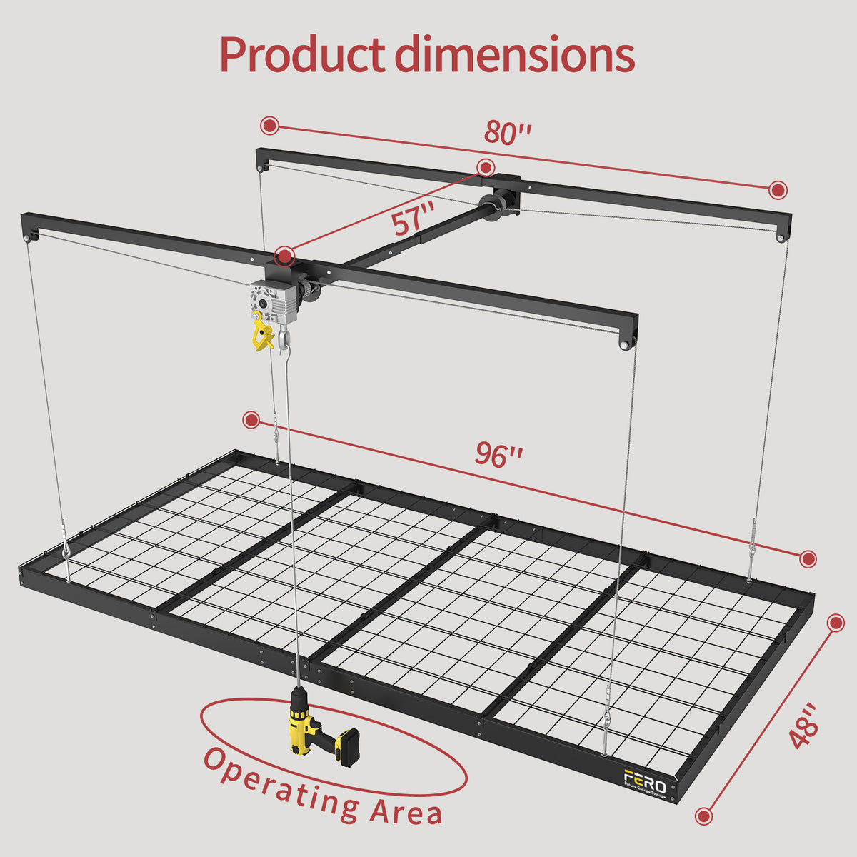 Garage Ceiling Storage Racks – 4x8 FT – Black 325lb