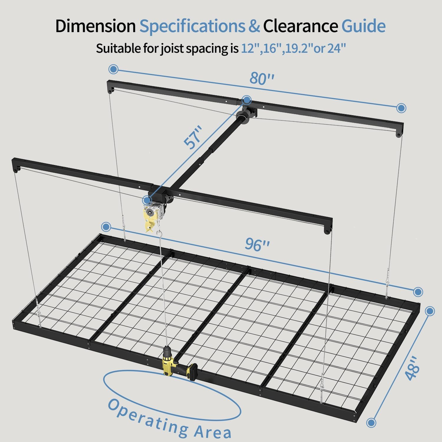 Garage Ceiling Storage Racks – 4x8 FT – Black