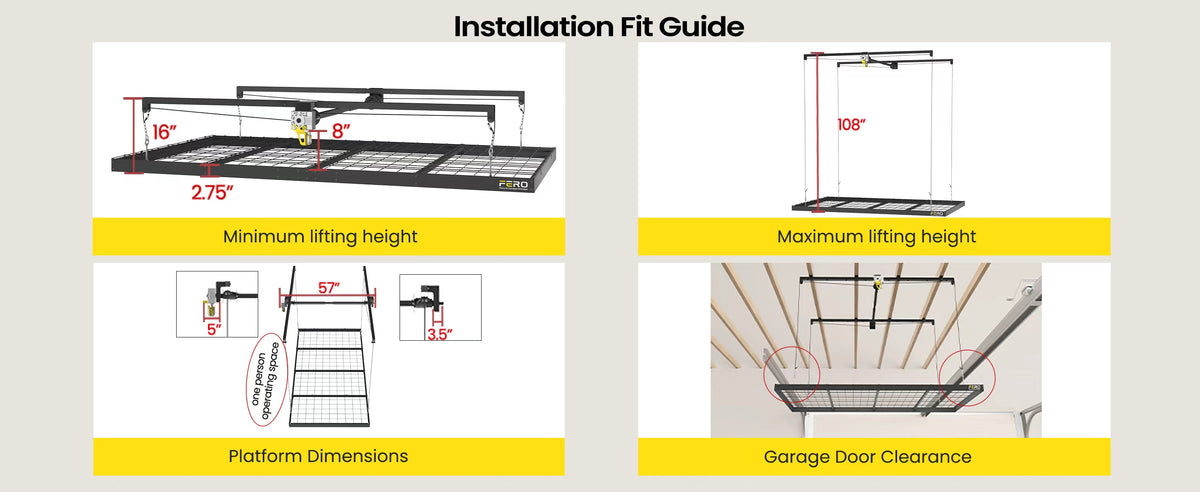 FERO 500 black 9 ft - Installation dimensions