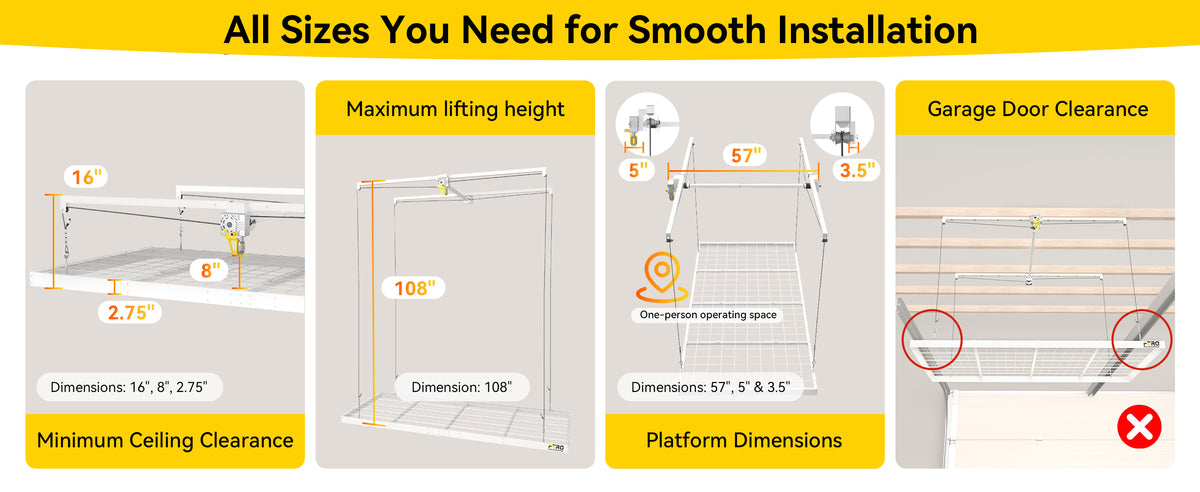 FERO 500 white 9 ft - Installation dimensions