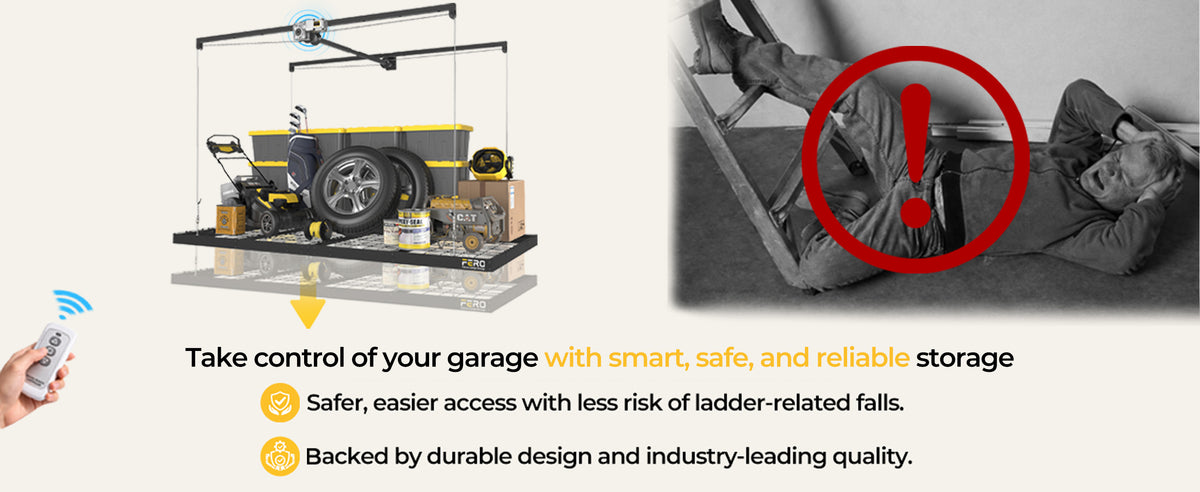 FERO motorized black  - Remote control and accessible storage